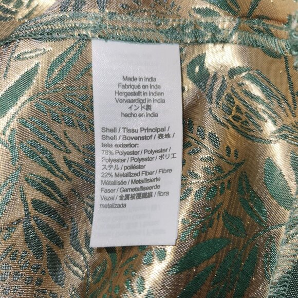 Crewcuts Girls 6 Metallic Leaf Print Drop-Waist Dress Green & Gold  3727 - Picture 4 of 8